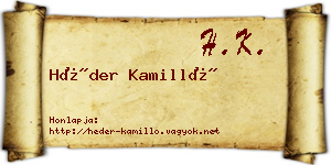 Héder Kamilló névjegykártya
